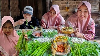 Rasanya Edun.. Tumis Shampo Campur Tahu Putih, Lalap Malaning, Bandeng, Sambel Kacang