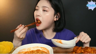 Gà rán không xương, mì gà cay vị Carbo phần 3 #anngonmoingay