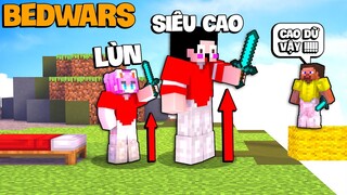 KHANGG CÙNG TIMMY THỬ THÁCH 24H LÀM NGƯỜI SIÊU CAO ĐỂ PVP TRONG BEDWARS HEROMC.NET *TROLL BEDWAR