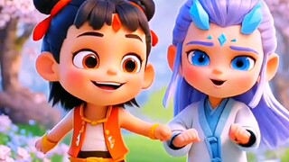 Nezha and Ao Bing are having a great time.