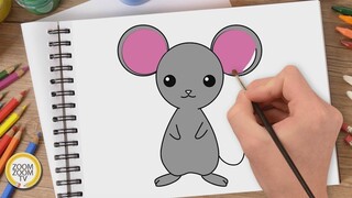 Hướng dẫn cách vẽ CON CHUỘT - Tô màu Con Chuột - How to draw a Mouse