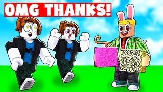 Surprising people with FREE FRUIT in blox fruits