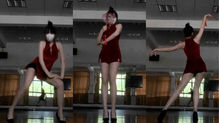Grain in Ear Bai Xiaobai choreography without leg stretching, wearing 10cm high heels, red cheongsam