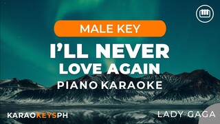 I'll Never Love Again - Lady Gaga (Male Key - Piano Karaoke)