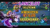 Lancelot 95.2% Winrate 4minutes LEGENDARY | NapaSubscribe Mga Kalaban Sa Lakas