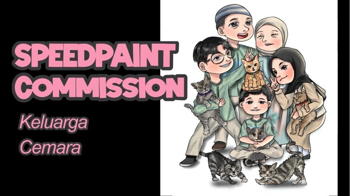 Gambar Keluarga Cemara dengan Kucingnya!! [TIMELAPSE]