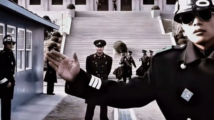 South Korean soldiers wear sunglasses to block the blinding sun from the North, while North Korean s