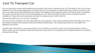 Cost To Transport Car