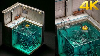 【4K】油管大佬制作「泳池里的恶魔」逼真3D打印树脂场景 | 作者：Minibricks