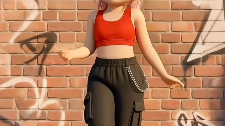 cartoon dance girl v