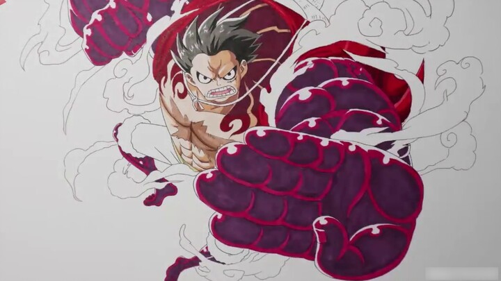 [One Piece] Mark pen hand-drawn Luffy gear 4, this time he was not threatened, really