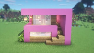 #20 🌸Minecraft: Build a beautiful and easy little house in pink