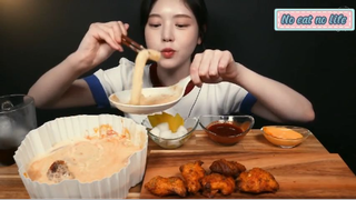 Bánh gạo xốt kem thịt xông khói và gà rán giòn rụm phần 7 #anngonmoingay
