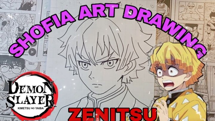 drawing zenitsu dari anime demon slayer