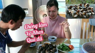 #127: Ốc Bươu nướng tiêu trên than hồng hai vợ chồng ăn hít hà quá xá đã @Tiên Hồ TV