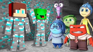 JJ and Mikey HIDE From Joy , Disgust , Fear , Anger Inside Out 2 in Minecraft Challenge - Maizen