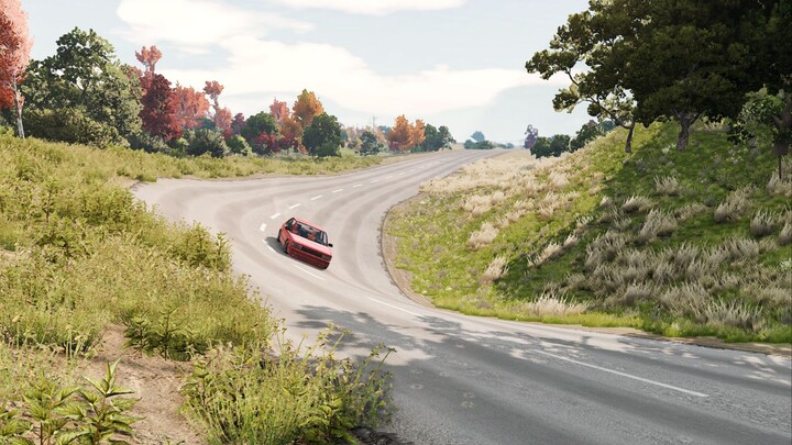 To enable high-speed cornering, the road is built at an angle.