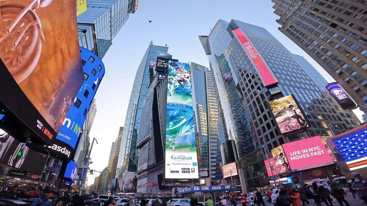纽约时代广场的原神广告，第一次亲眼看到！