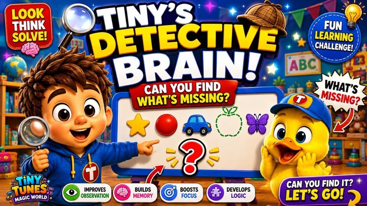 Tiny’s Detective Brain! 🕵️🧠 Can You Find What’s Missing? | Kids Learning Game