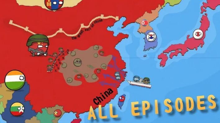 Zombie invasion of Asia and Europe. Countryballs All series.