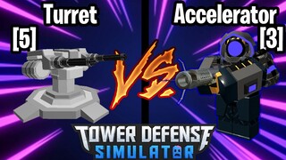 [5] Turret vs [3] Accelerator IT'S A TIE OR NOT? | Tower Defense Simulator | ROBLOX