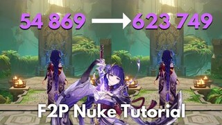 F2P C0 Raiden 640k Nuke Tutorial!! [ Genshin Impact ]