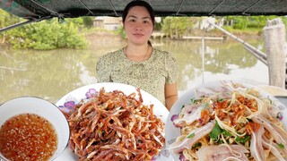 Cơm Chiều Trên Sông Quê # 213 l Chuối Non Lăng Bột Chiên Giòn, Gỏi Chuối Tai Heo