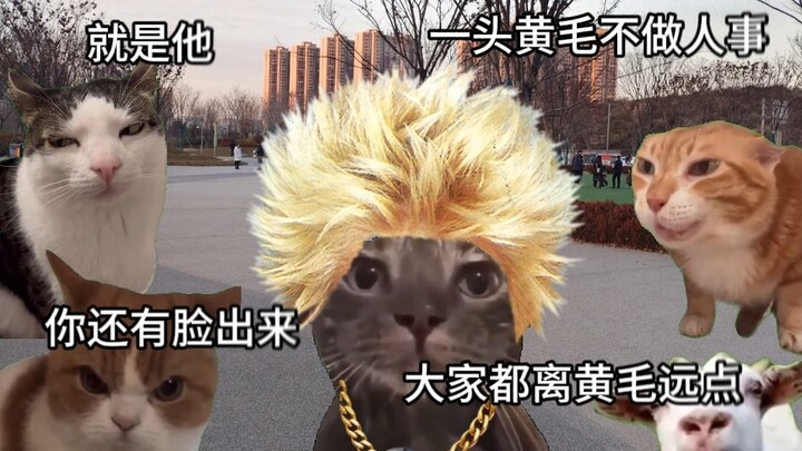 Bocah lelaki menendang manusia salju dengan kakinya, dan rambut kuning serta rantai besar pun dijadi