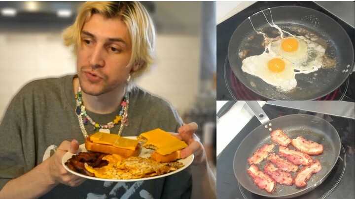 {Makanan matang} xQc membuat sarapan lezat