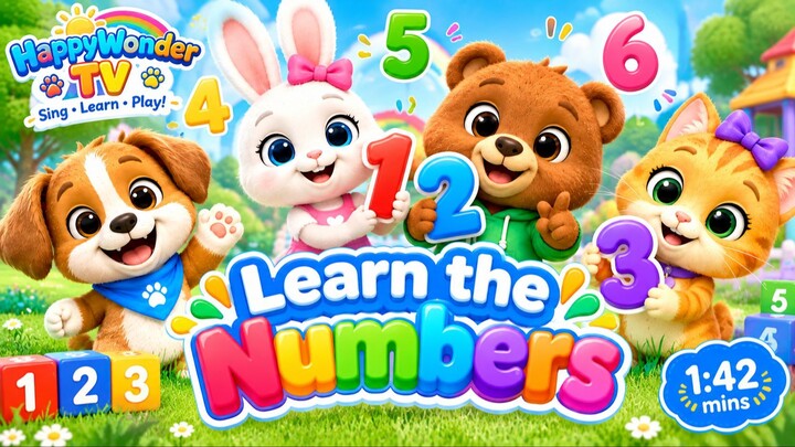 Learn the Numbers! | Counting Song for Kids | HappyWonder TV 🐶🐰🐻🐱