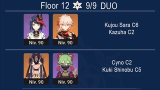 Duo Kujou Sara C6 & Kazuha C2 - Cyno C2 & Kuki Shinobu C5 I Spiral Abyss 3.1 Floor 12 Genshin Impact
