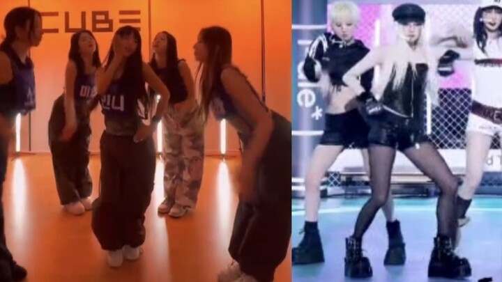 【i-dle】《Good Thing》versi uji coba koreografi VS versi final, perbandingan bagian chorus di layar yan
