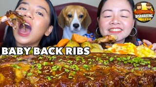 BBQ PORK BABY BACK RIBS MUKBANG (Fall off the Bones) | COLLAB WITH @Diskarteng Basic