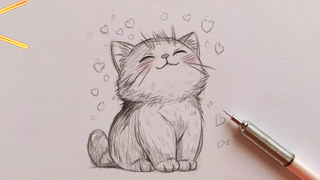 这也太可爱了趴？这样画动漫猫咪超简单！快来和我一起画