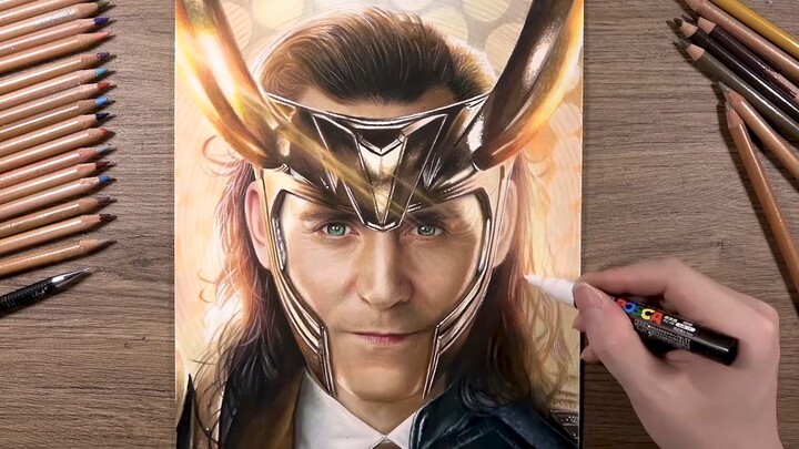 Colored Pencil Hand-Drawn Loki
