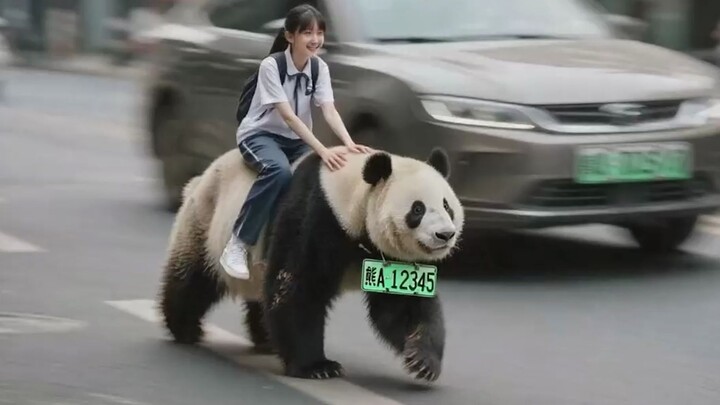 لقطات نادرة تثبت أن أهل سيتشوان يركبون الباندا إلى المدرسة