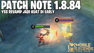 YI SUN SHIN BUFF, ATLAS BUFF, WANWAN BUFF, BEATRIX BUFF, LORD BUFF - PATCH NOTE 1.8.84 MOBILE LEGEND