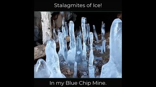 Stalagmites of ice inside a Gold Mine.