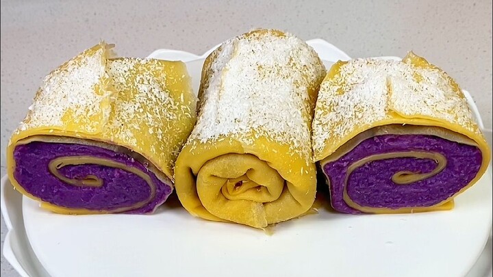 ร้านขนมขายโรลผ้าขนหนูเผือกชิ้นละ 20+ หยวน แต่ถ้าไปซื้อวัตถุดิบจากตลาดสดแค่ประมาณ 10 หยวน ก็ทำได้ 3 ช