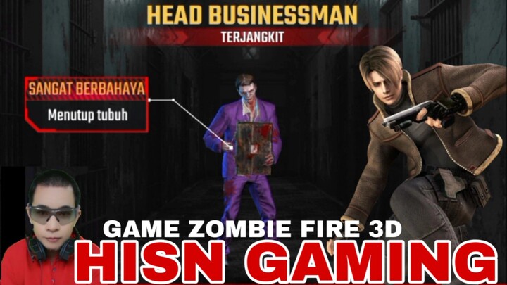 game zombie fire 3D,  head businessman terjangkit, dengan pelindung