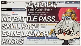 SEASON 2 BATTLE PASS NO SKILL PAGE?! SAME PACKS? | Black Clover Mobile