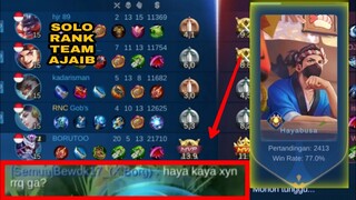 Hayabusa Gw Mirip RRQ Xin Ga? Solo rank Team TERPARAH ! Mobile legends