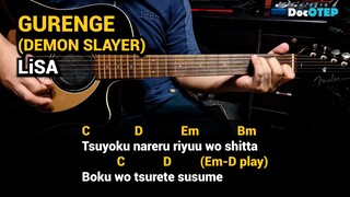 Gurenge - LiSA (2019 - Kimetsu No Yaiba) Easy Guitar Chords Tutorial with Lyrics Part 1 SHORTS REELS