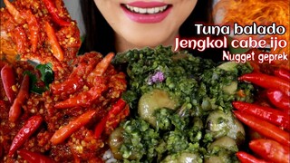 ASMR JENGKOL CABE IJO + TUNA BALADO + NUGGET GEPREK | ASMR MUKBANG INDONESIA