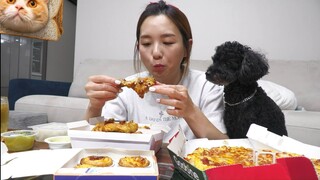 Mukbang pizza với gà chiên #mukbang #mukbangASMR