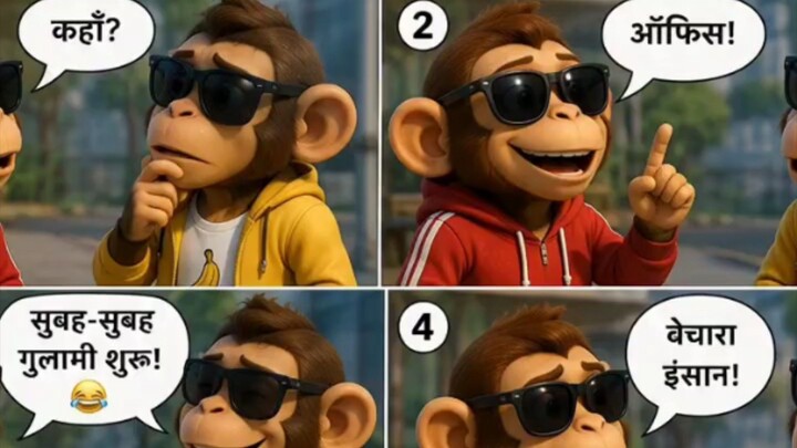 😂 इंसानों की जिंदगी देखकर बंदर भी हैरान!🤣 सुबह ऑफिस, शाम बीवी की डाँट!🐒 बंदरों ने खोला इंसानों की