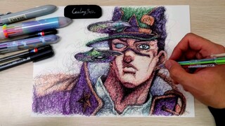 [Hội họa] Quá trình vẽ Kujo Jotaro, đã tăng tốc độ lên 300 lần