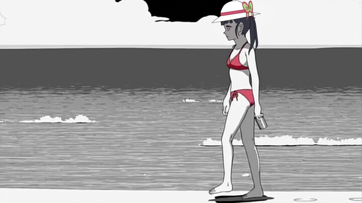 [แอนิเมชั่นดัดแปลงเวทย์มนตร์] ดาบพิฆาตอสูร โชว์ชุดว่ายน้ำ โคโช ชานาฮู เดินคนเดียวบนชายหาด ทันจิโร่ ไ