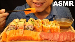 ASMR 🥢🍣 EATING SUSHI & SALMON TUNA SASHIMI PLATTER | NO TALKING | REAL EATING SOUNDS