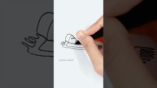 LUKIS ORANG BERSUJUD 1 GARIS TANPA PUTUS?? | Tiktok Olivia Valent #Shorts #OliviaValent #Lukis